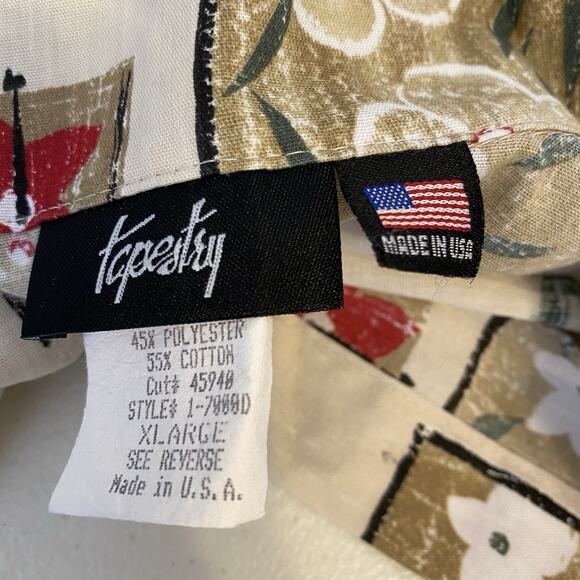 VTG Tapestry Floral Print Button Up Short Sleeve Shirt Women’s Size XL Hawaiian - Picture 3 of 6